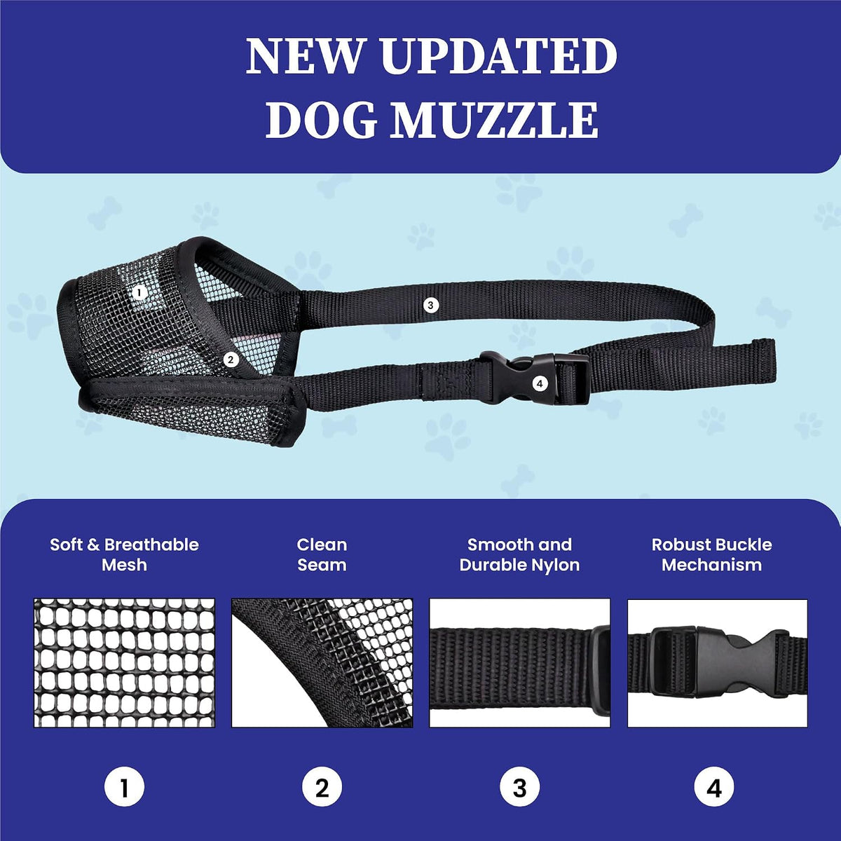Dog Muzzle for Large Dogs - Air Mesh Muzzle for Large Sized Dog | Adjustable No Bark Dogs Muzzles for Scavenging Licking