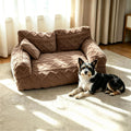Pet Sofa Dog Cat Plush Calming Pet Sofa Bed for Indoor (Khaki, Small)