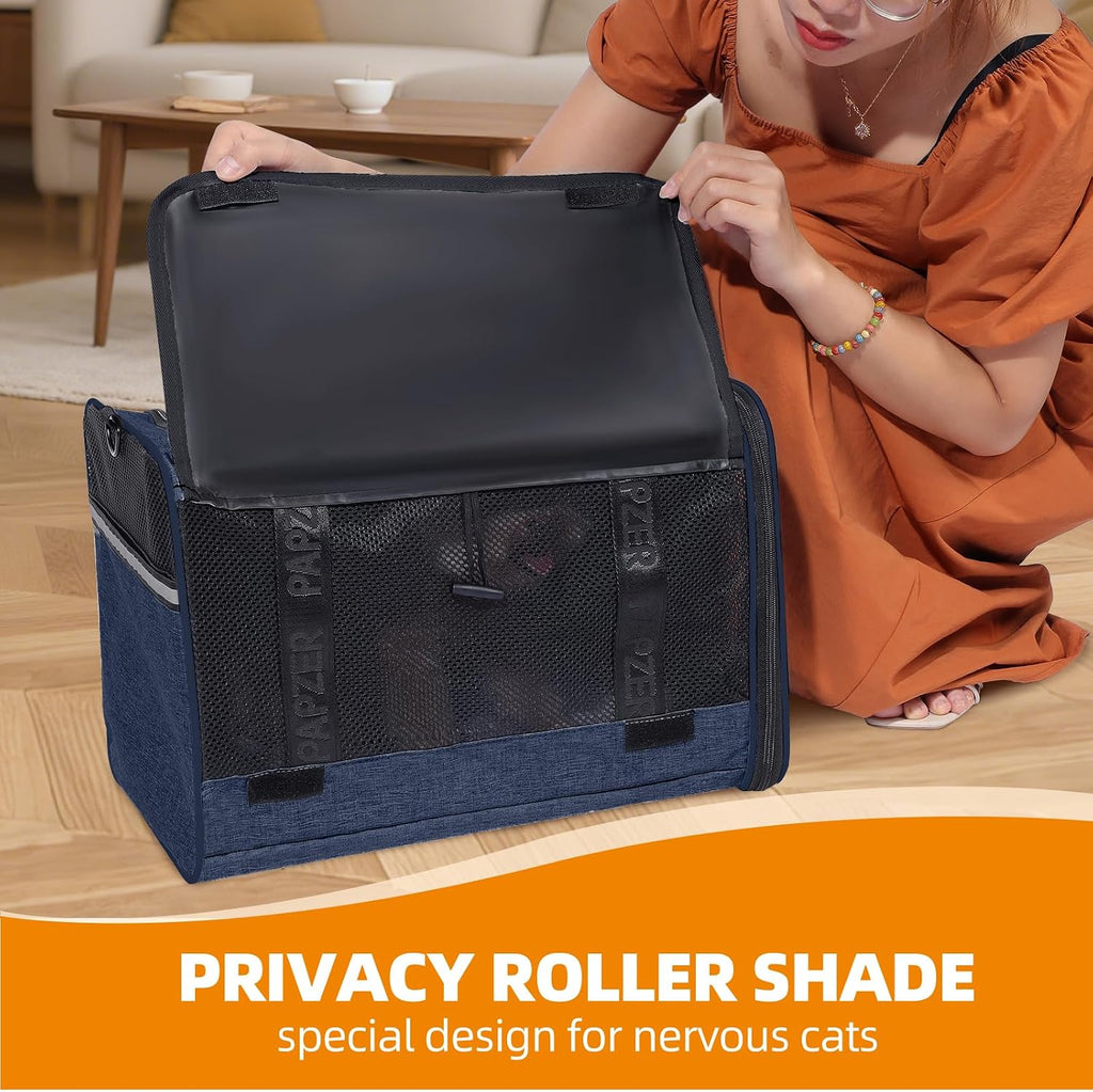 Cat Carrier for Travel, Soft-Sided, Top Loading, Privacy Curtain, to 20 lbs
