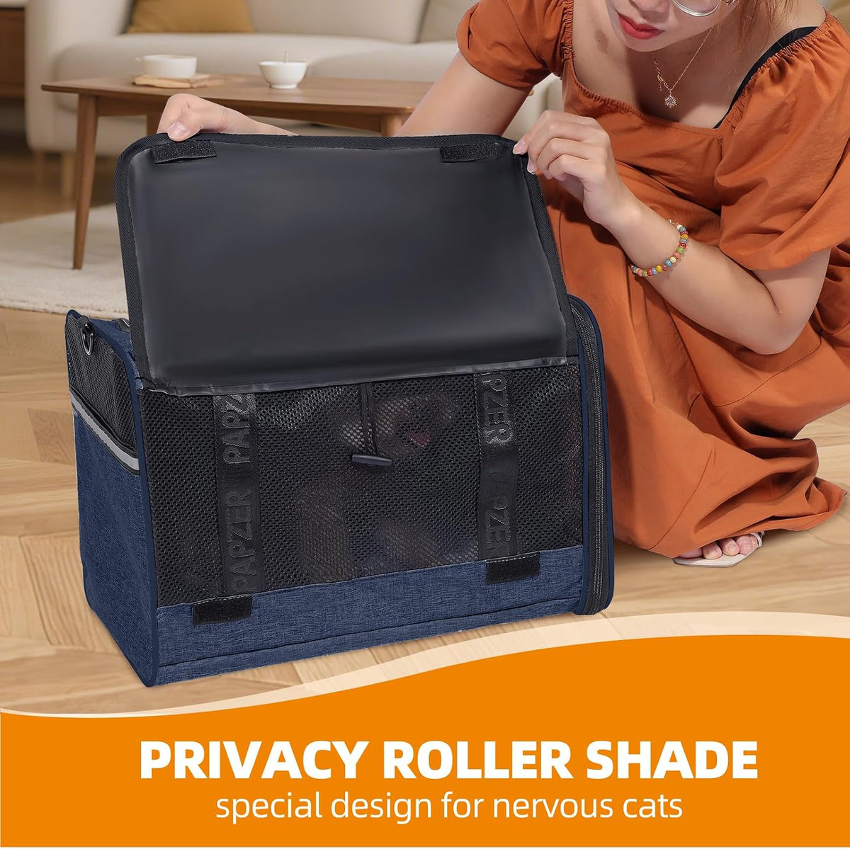Cat Carrier for Travel, Soft-Sided, Top Loading, Privacy Curtain, to 20 lbs