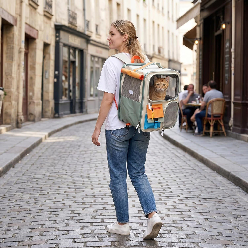 Cat Carrier with Wheels,Foldable Rolling Pets Carrier