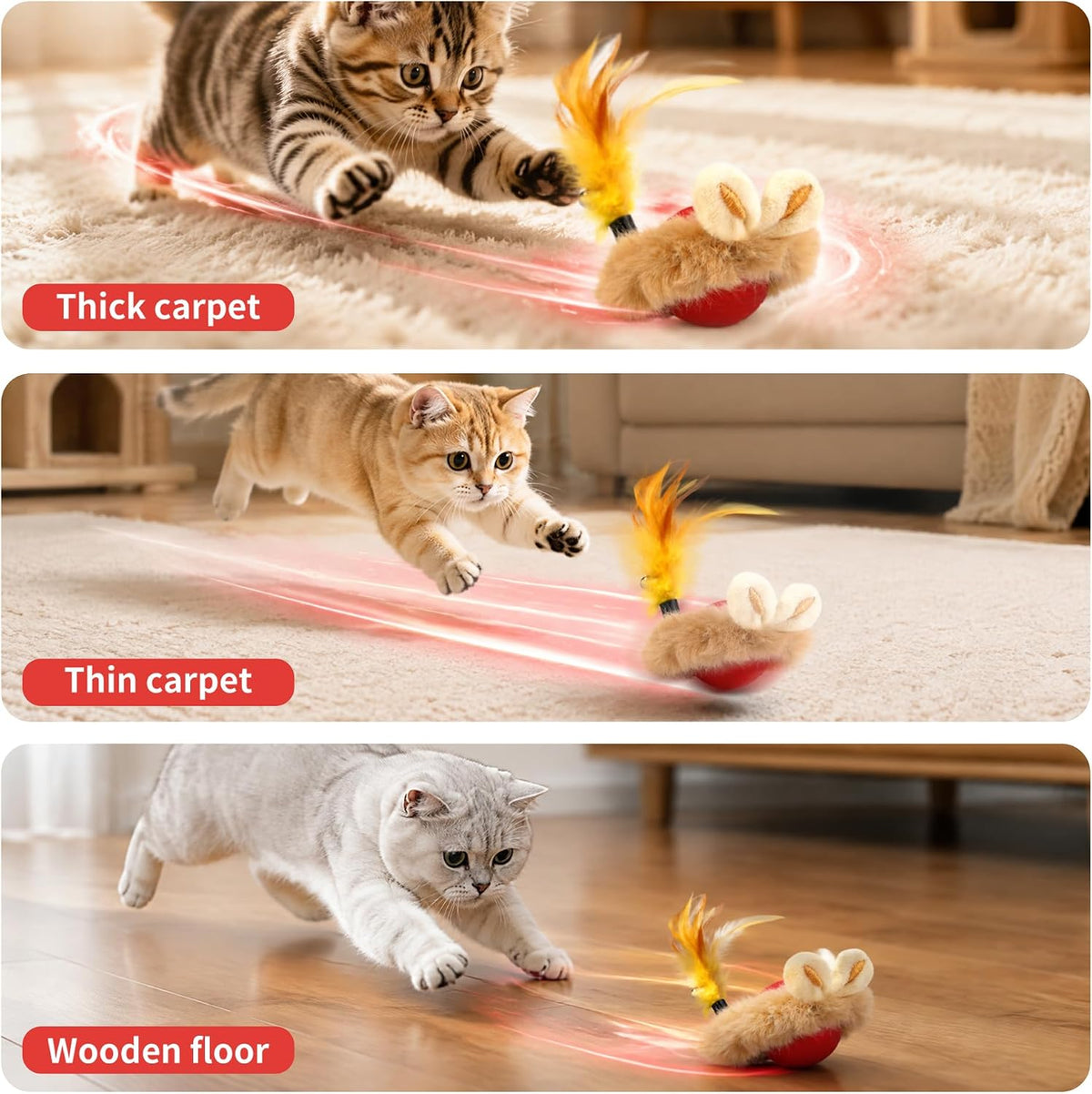 Interactive Cat Toy Ball, Self-Rolling Electric, USB Rechargeable