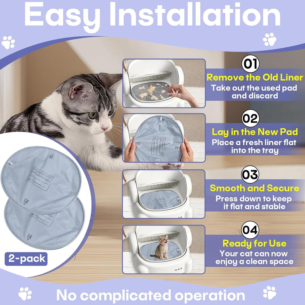 2 Pcs Cat Litter Pad Compatible with PARUUNTYS Self-Cleaning Litter Box