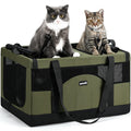 Pecute Large Cat Carrier, Soft Double Pet Crate for 2 Cats Travel, Green