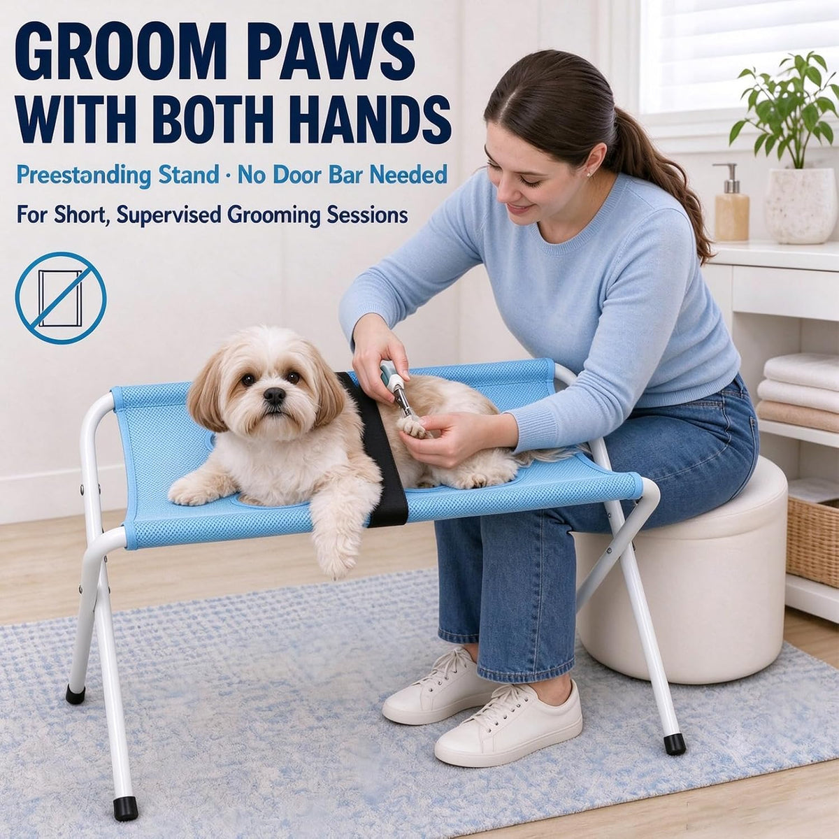 Pet Grooming Hammock with Stand Dog Bath Hammock Foldable Dog Bath Stand