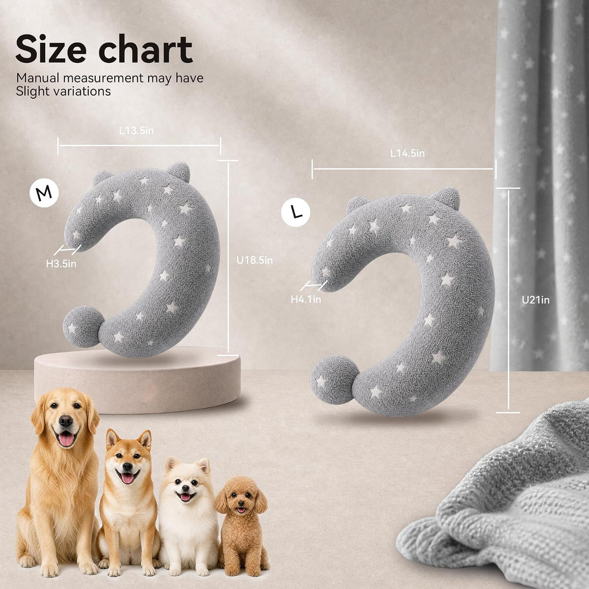 YOVENTOMIA Dog Calming Pillow, Glow in the Dark Star Pattern, Soft Plush Question Mark Dog Body Pillow, Machine Washable