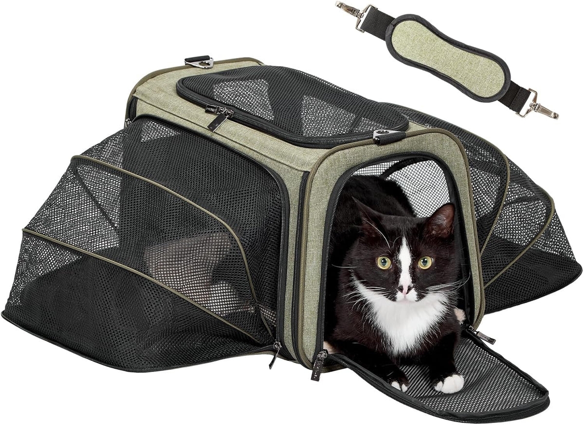 Petsfit Medium Double Expandable Cat Carrier for Cats and Small Dogs
