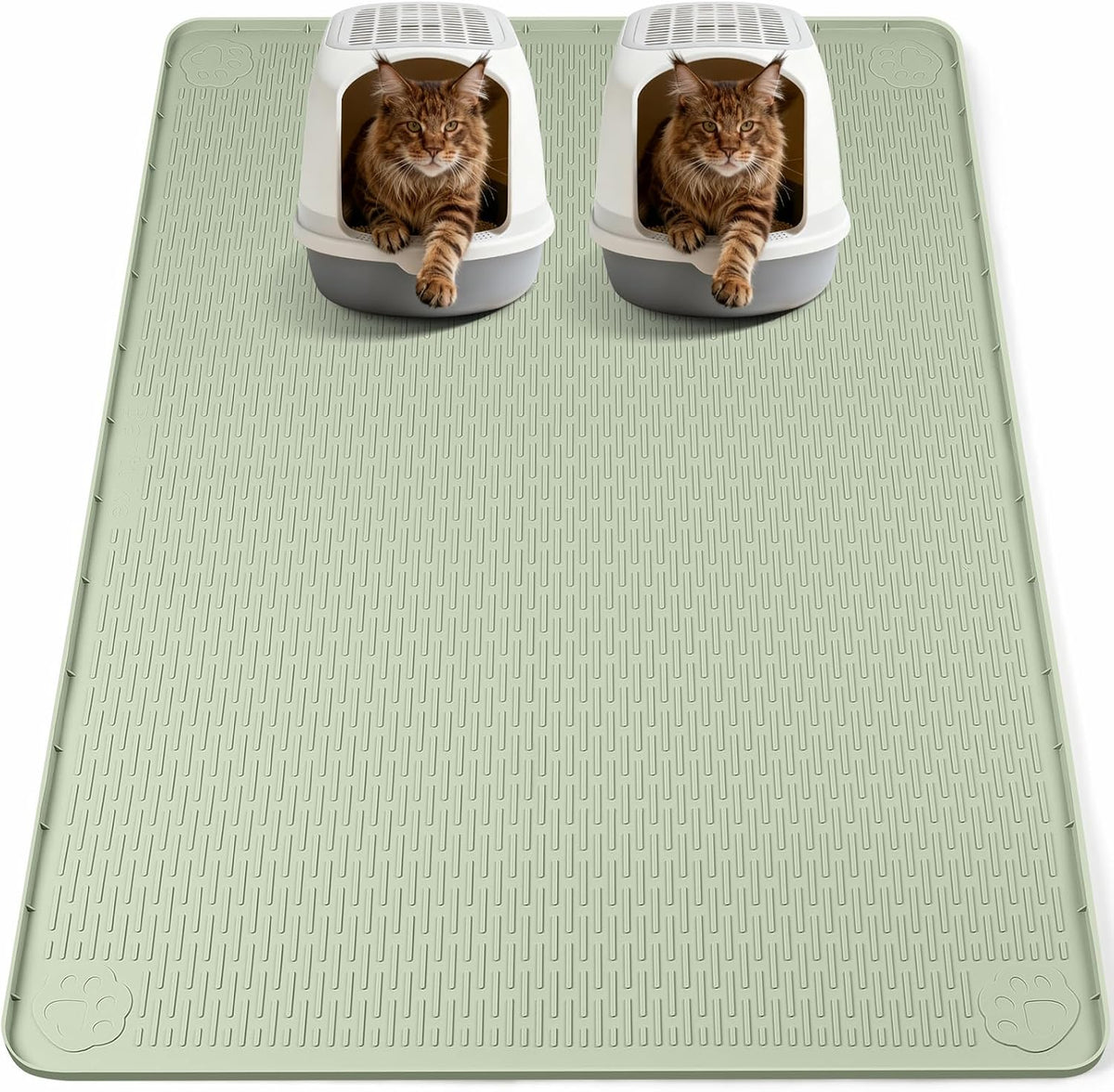 Silicone Cat Litter Mat for Litter Box 40”x28” Large Cat Mat, Light Grey