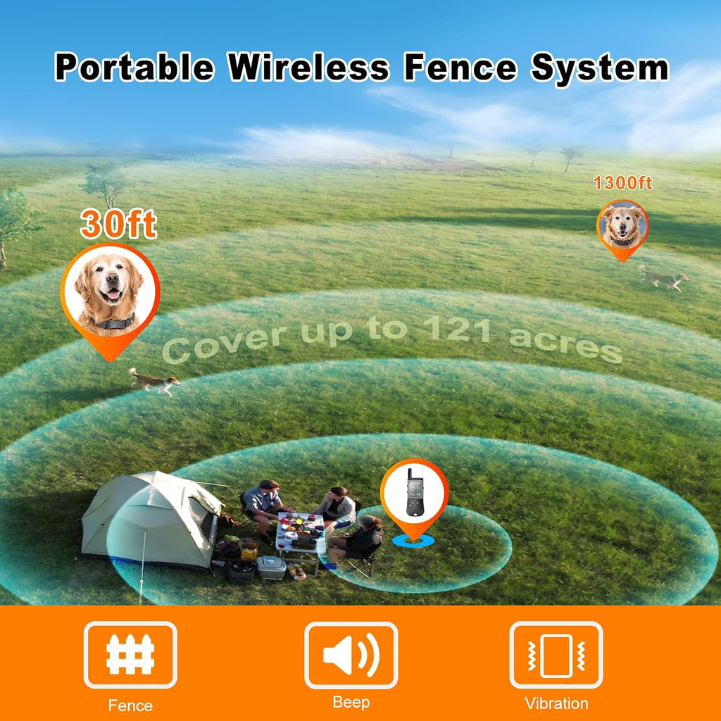 2In1 Wireless Dog Collar Fence System & Training Collar 2Pack