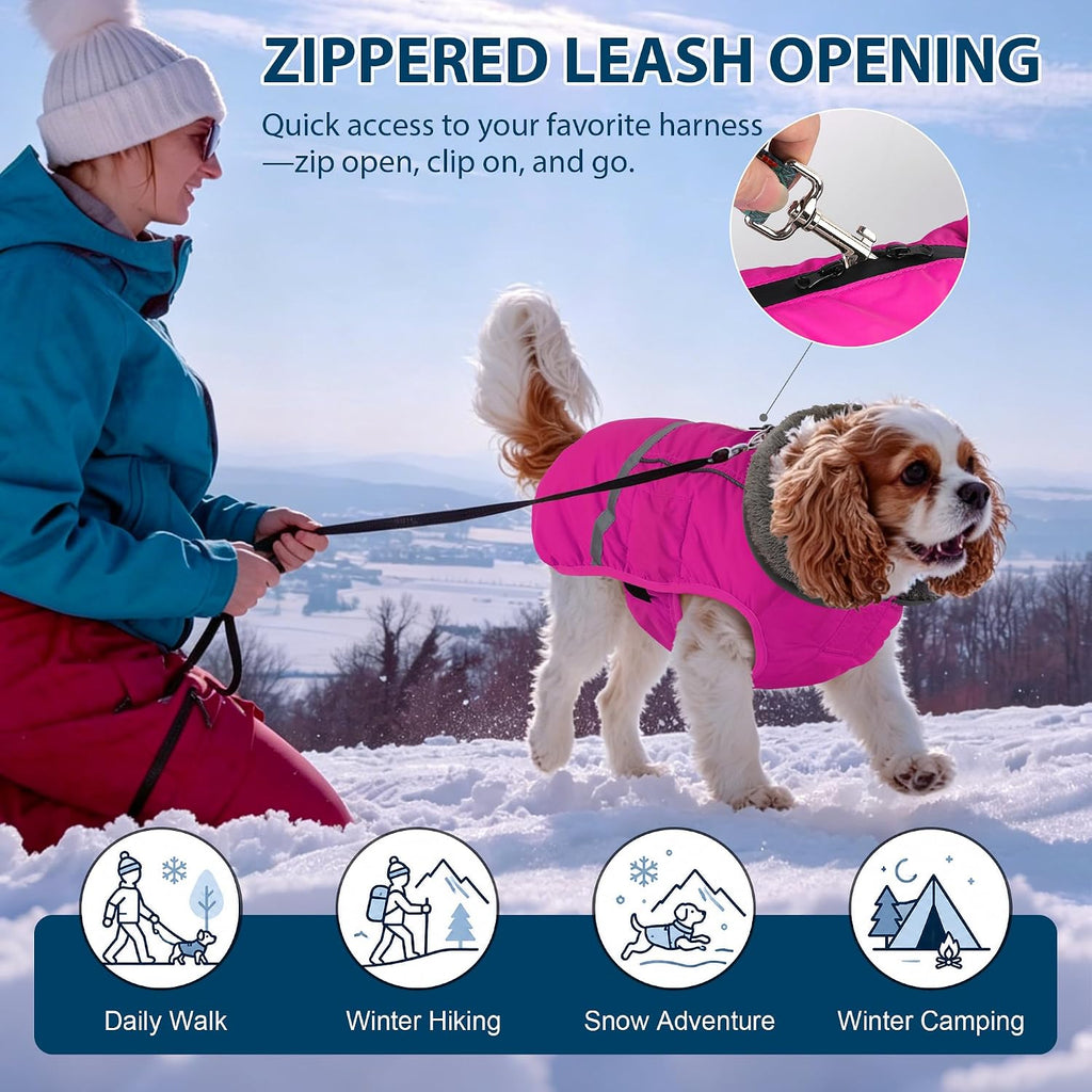 Dogcheer Warm Dog Coat, Waterproof Dog Winter Jacket with Leash Opening