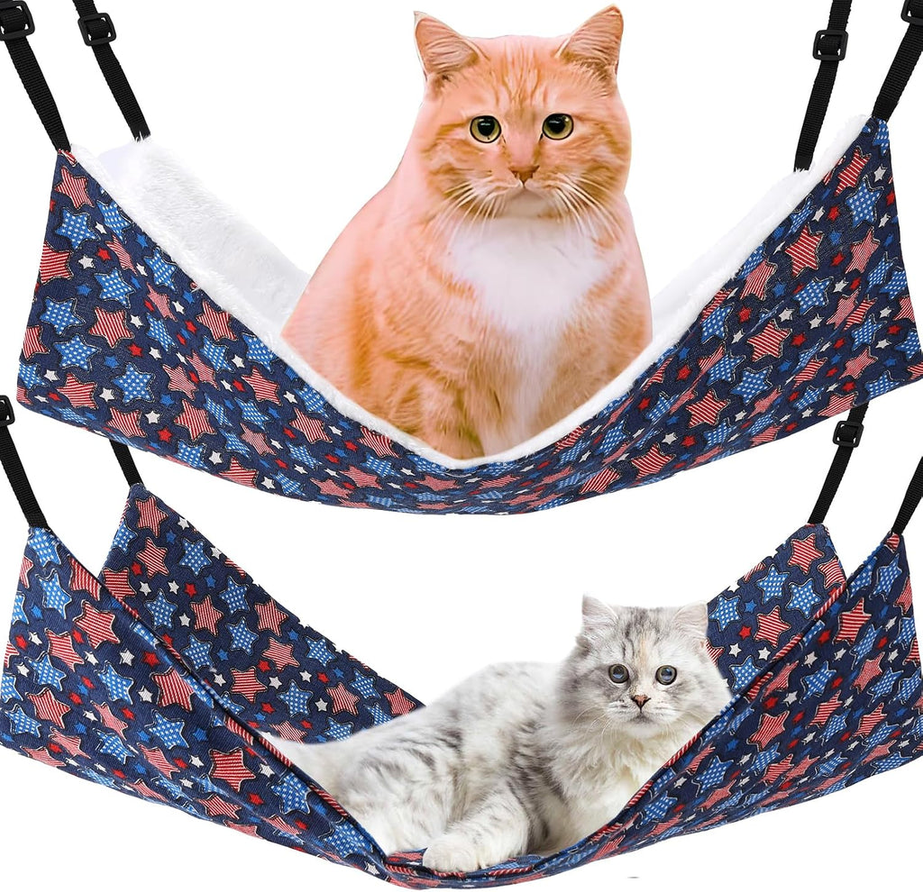 Cat Hammock for Cage Hanging Reversible 2Pack,Pet Hammock Bed Adjustable,Soft Sleeping Hammock for Cats,Ferret,Puppy,Rab