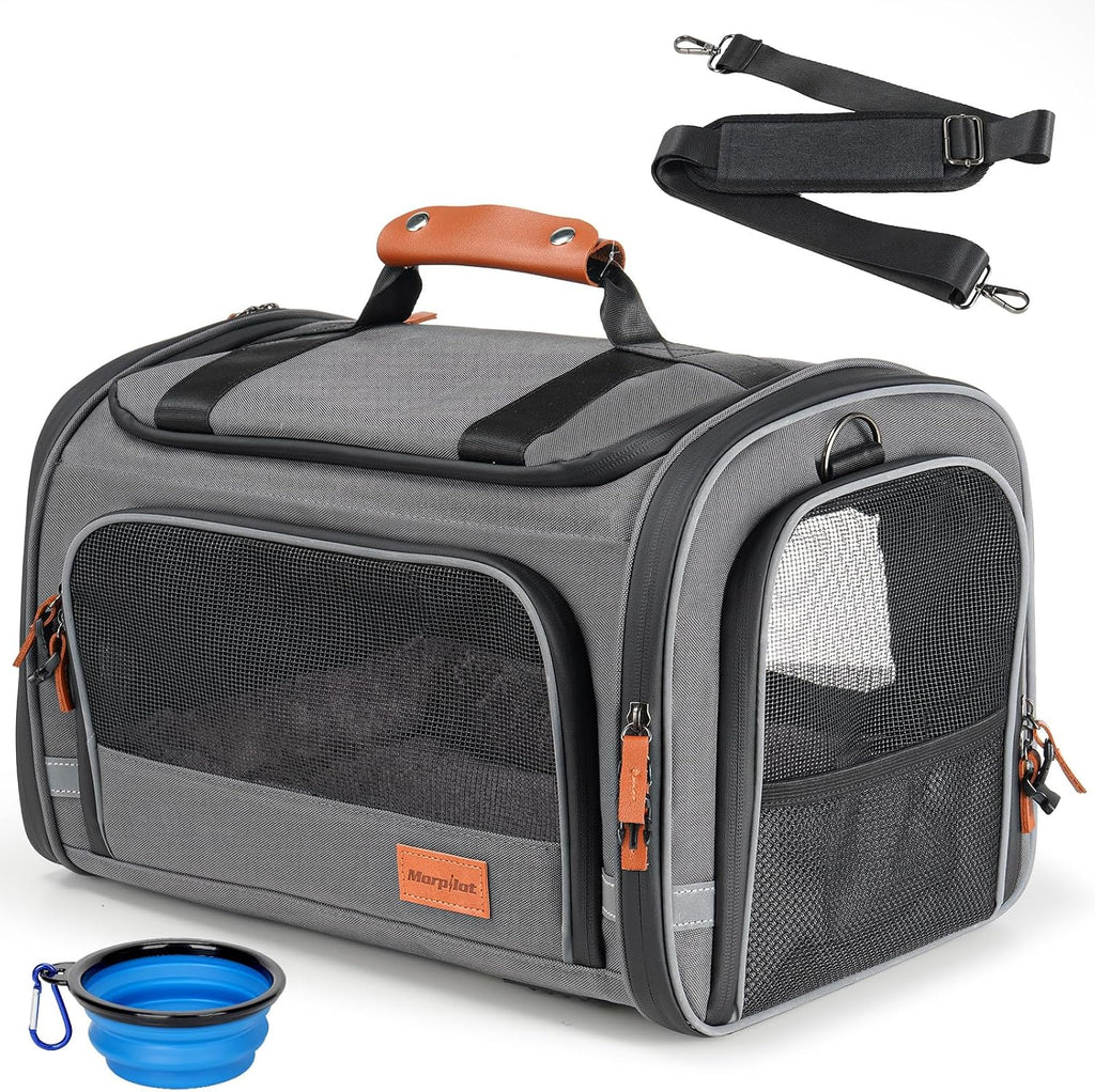 Morpilot Expandable Soft Cat Carrier for Air Travel, 16 x 11 x 11in