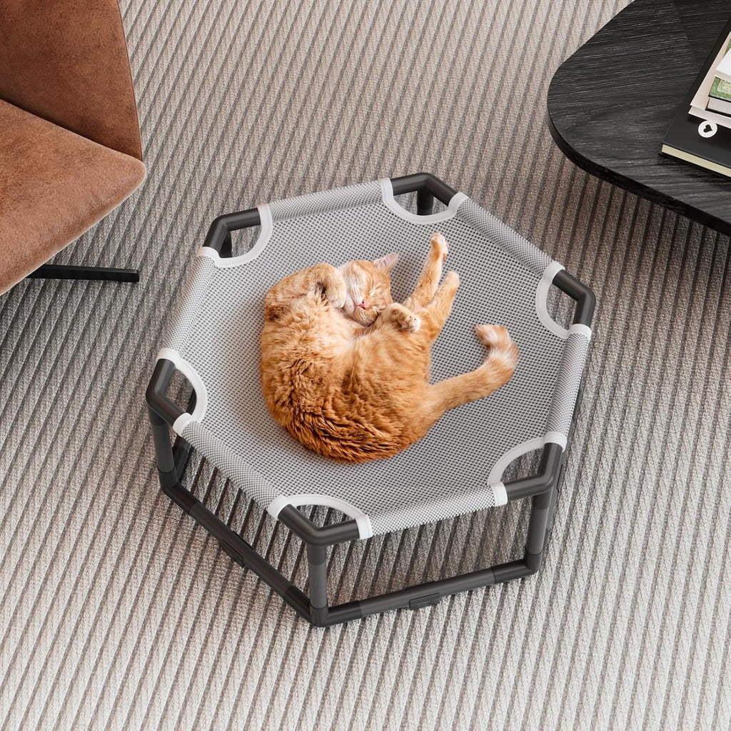 Elevated Cat Hammock Bed, Hexagon Raised Cat Swing Bed Chair Cot