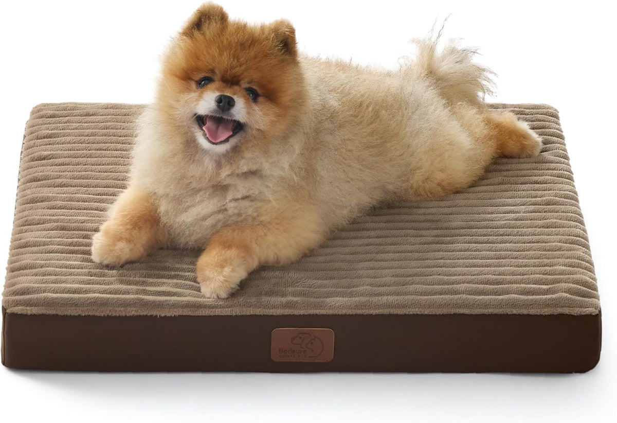 Bedsure ComfyFleece Large Dog Bed for Crate with Washable Cover, 35x22