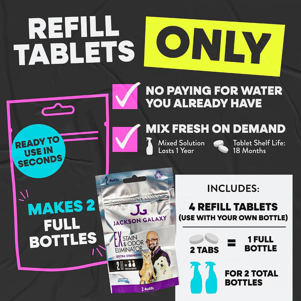 Jackson Galaxy EX Stain & Odor Eliminator Refill - 4 Tabs = 2 Full Refills