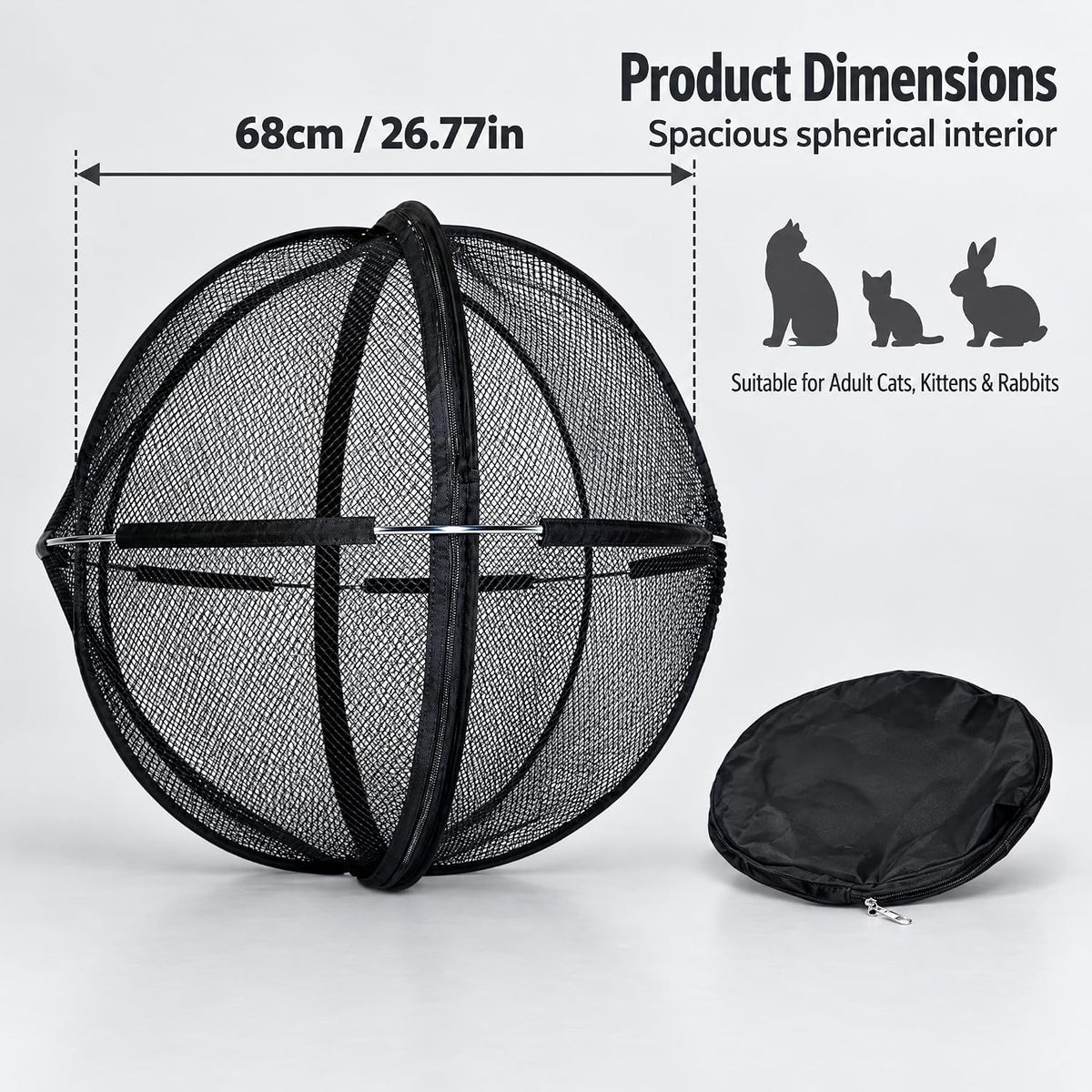 Outdoor Cat Enclosure, Cat Hamster Ball ，360° Panoramic Rolling Cat Playpen