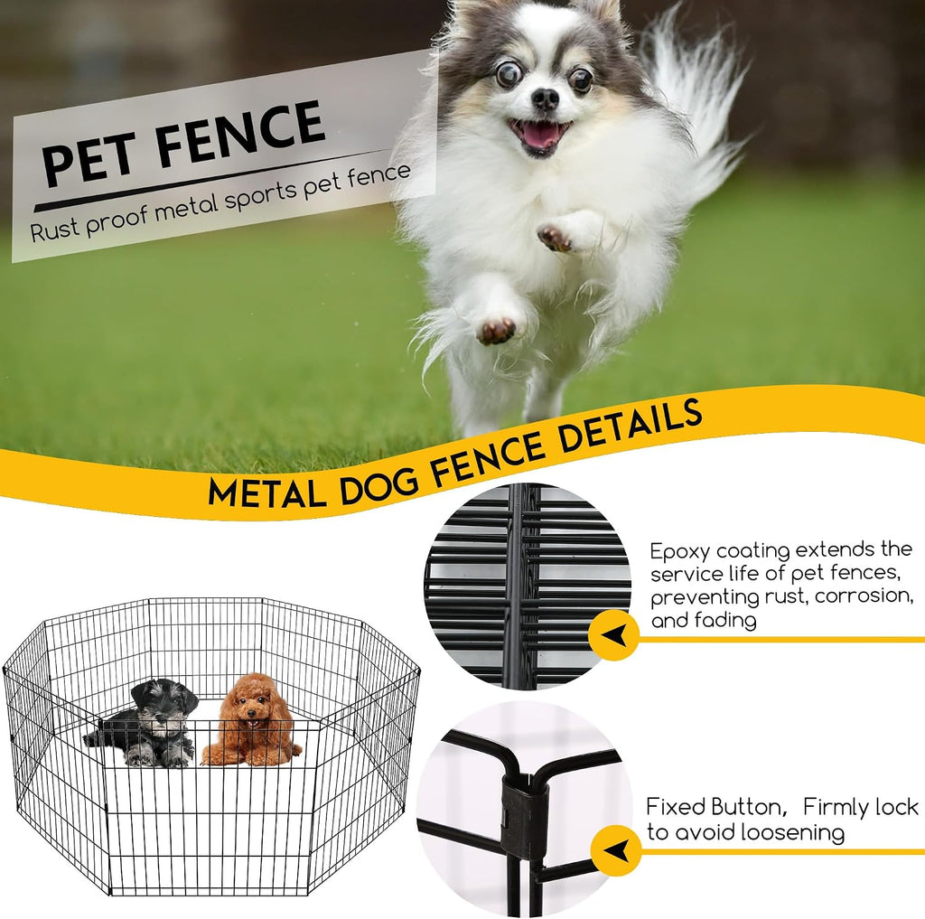FDW | Dog Playpen | 24", 8 Panels | Heavy Duty Metal Pet Exercise Pen