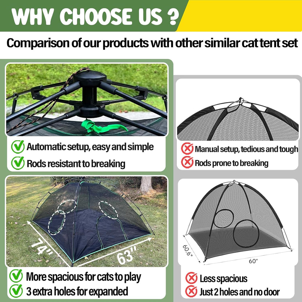 6-in-1 Cat Tent & Enclosure Outdoor, Foldable Playpen with Tunnels