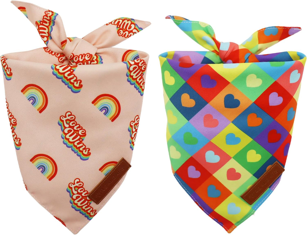Halloween Dog Bandanas 2 Pack, Reversible Orange Pumpkin Pet Scarf for Boy and Girl, Premium Durable Fabric, Holiday Ban