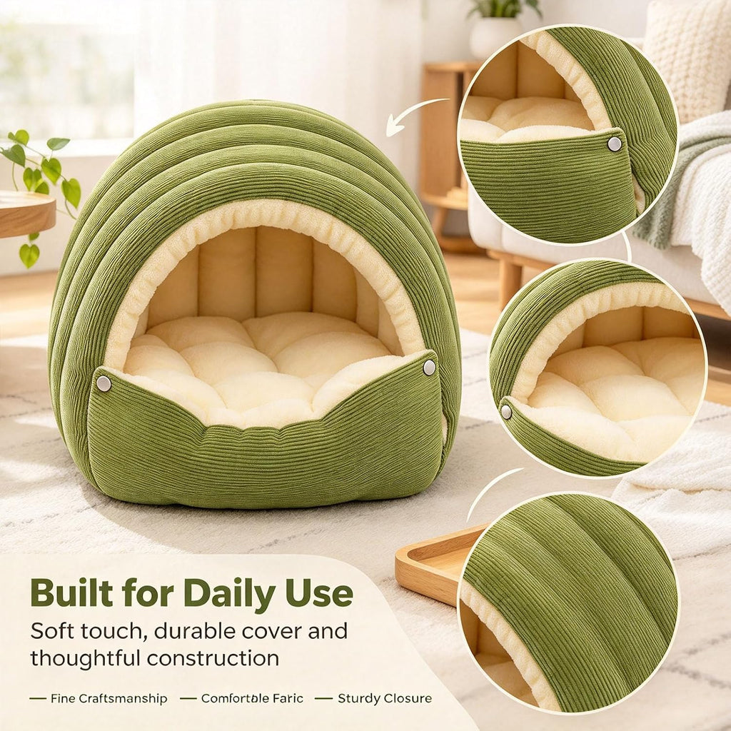 Dachshund Cave Bed, Cat Cave Bed & Dog Cave Beds (Medium,Green)