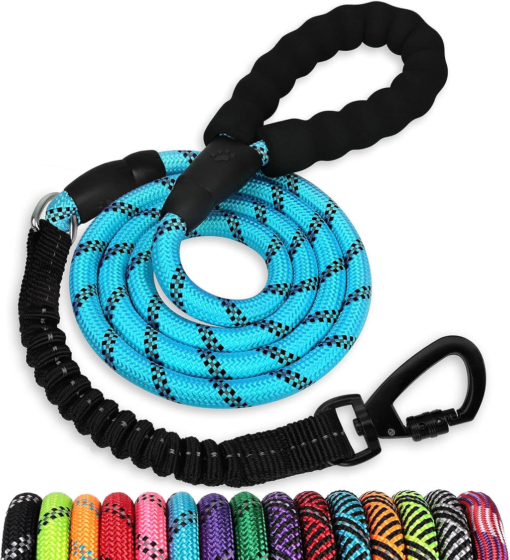 Long Dog Leash 10 FT: Heavy Duty Rope Leashes for Dogs Training with Swivel Lockable Hook Reflective Threads Bungee and 
