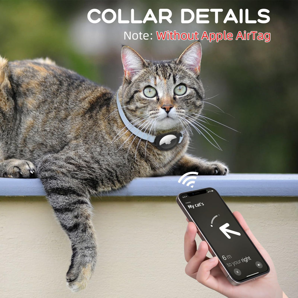 AirTag Cat Collars, Stretchy Collar with Air Tag Holder and Bell