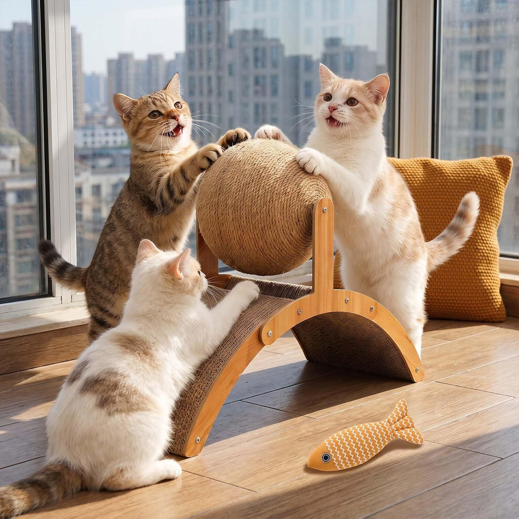 2027 Upgraded Cat Scratching Ball on Stand, Sisal Cat Scratcher Ball，A-M