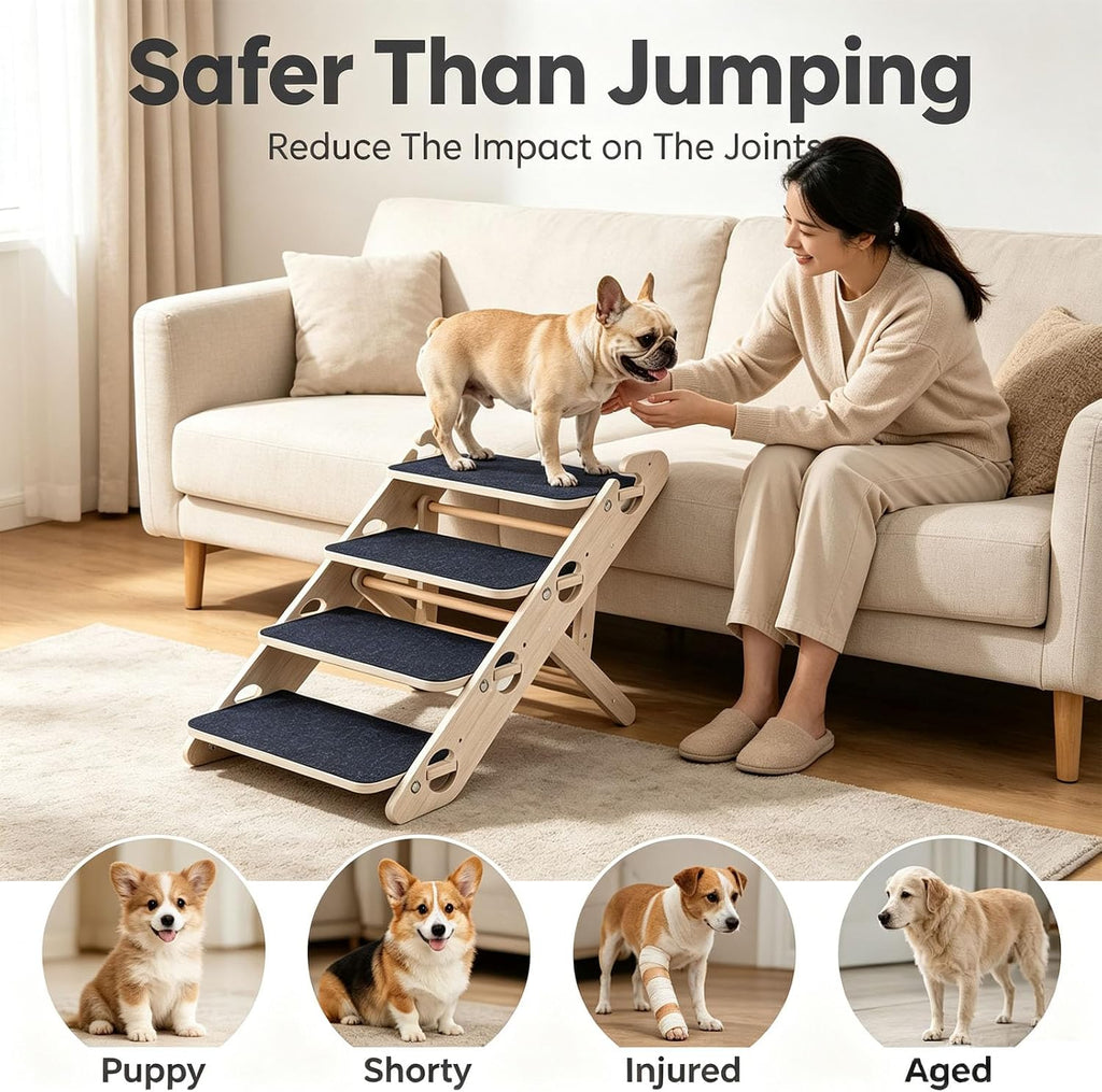 Foldable Dog Stairs for Bed, 4-Step Pet Stairs for Large Dogs