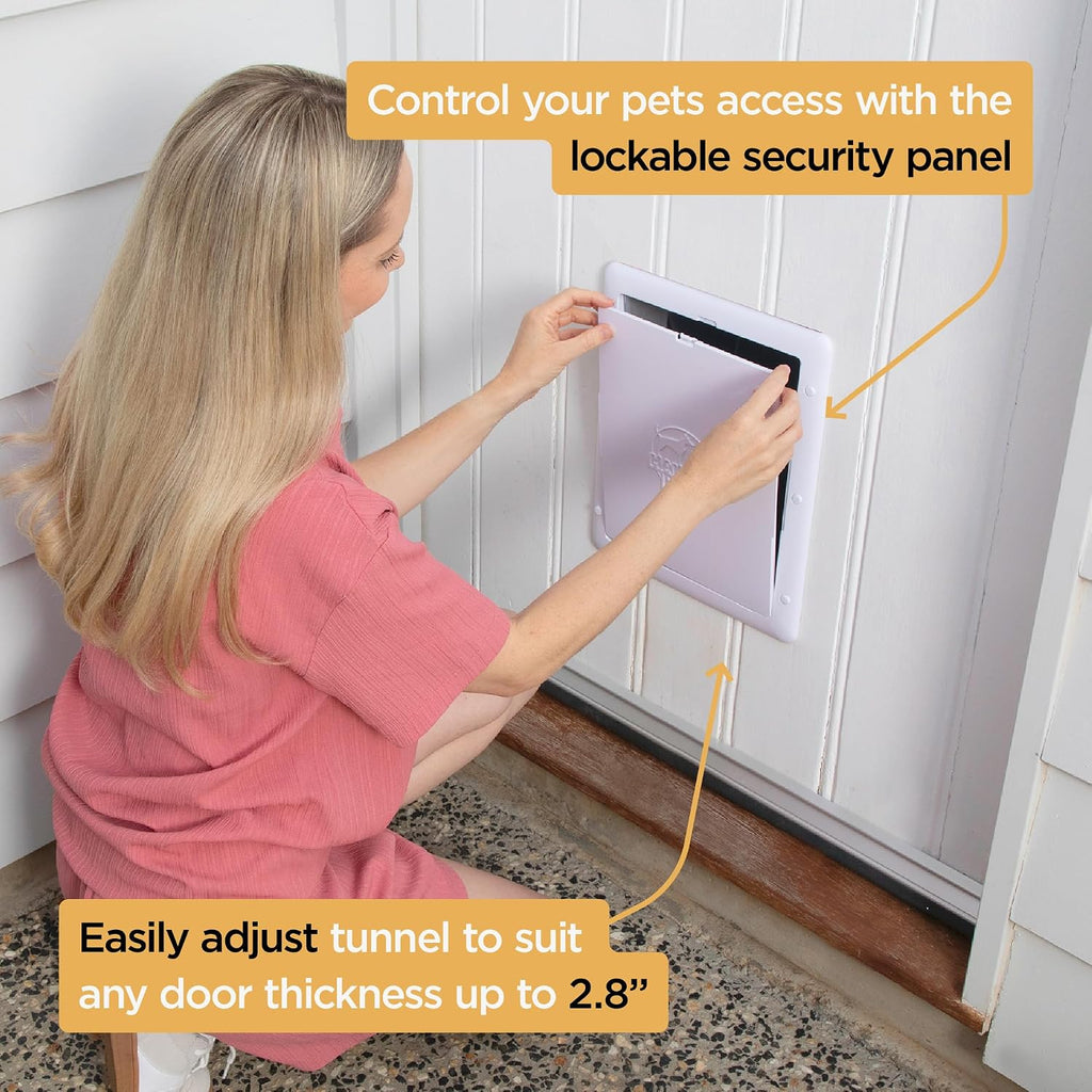 Hakuna Pets Essential Pet Door for Screens, Doors and Walls up to 2.17" Thick, for Dogs and Cats up to 11 lbs, Small, Wh