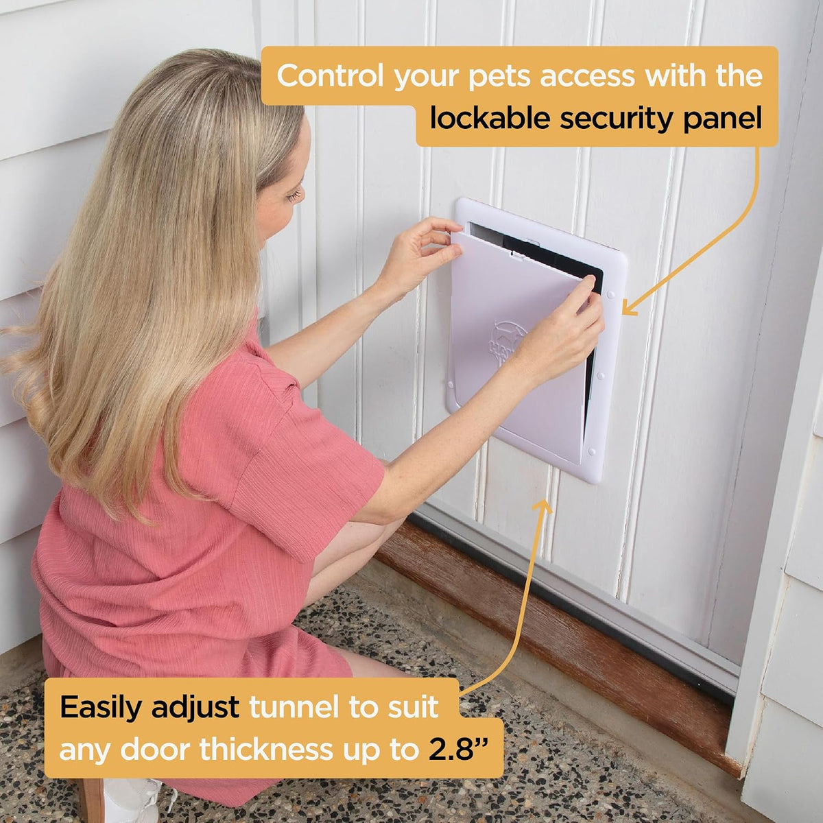 Hakuna Pets Essential Pet Door for Screens, Doors and Walls up to 2.17" Thick, for Dogs and Cats up to 11 lbs, Small, Wh
