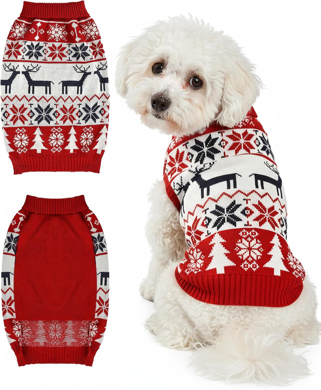 Christmas Dog Sweaters for Small Medium Large Dogs and Cats,Pet Soft Warm Holiday Outfit Girl & Boy,Pup Winter Clothes T