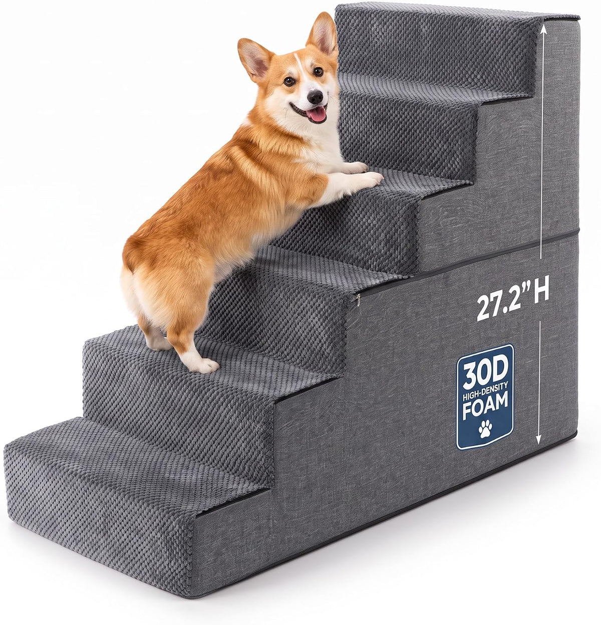 28" H Dog Stairs for Small and Medium Dogs 6-Step Ramps for High Beds and Couch Non-Slip Extra Wide Pet Stairs for Old D