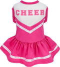 Fitwarm Cheerleader Dog Costume, Sporty Cheer Dog Dress for Small Dogs Girl, Pet Clothes Cat Outfits, Pink White, Medium