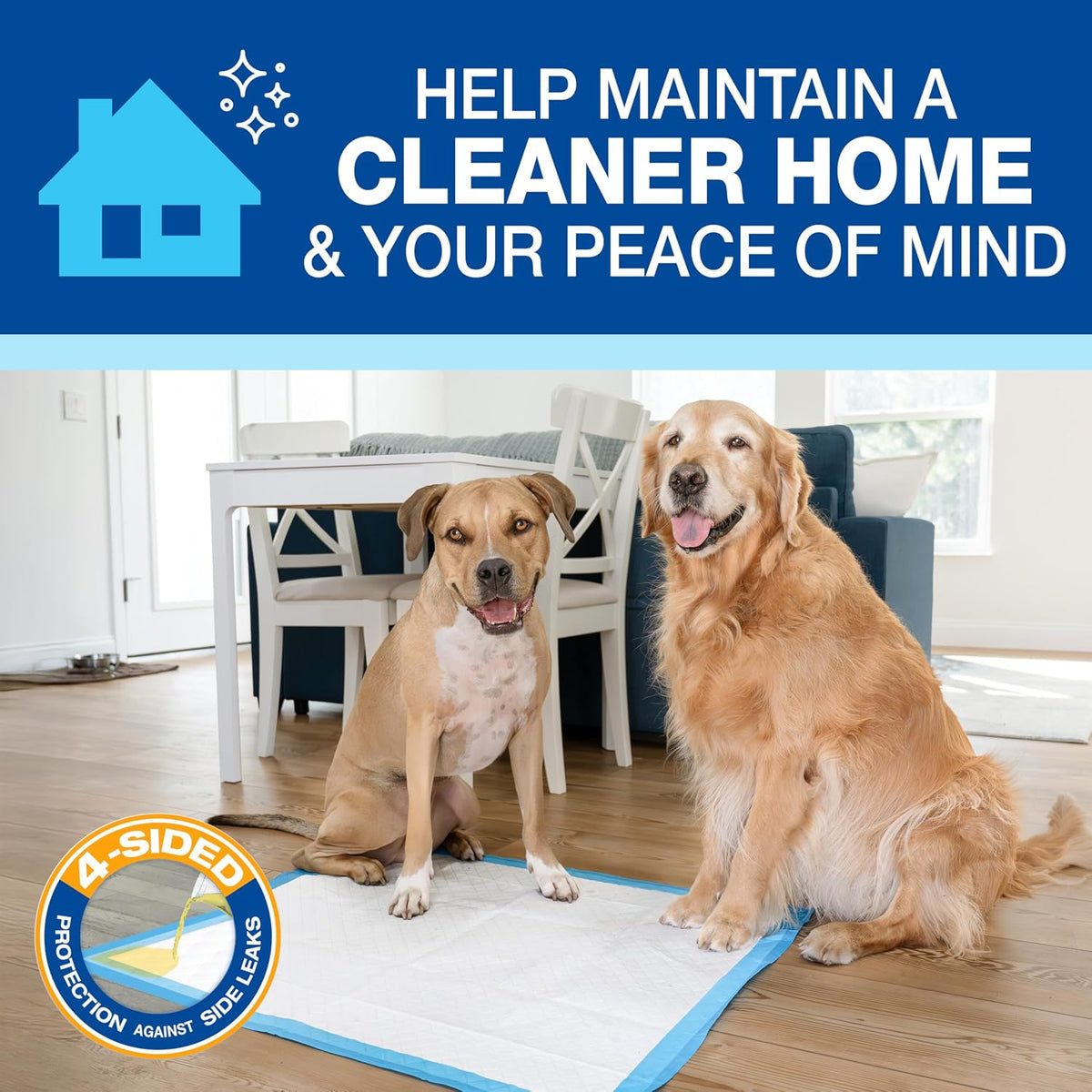 Four Paws Wee-Wee Superior Performance Extra Large Pee Pads for Dogs with Runoff Barrier Edge Guard Protection, Puppy & 