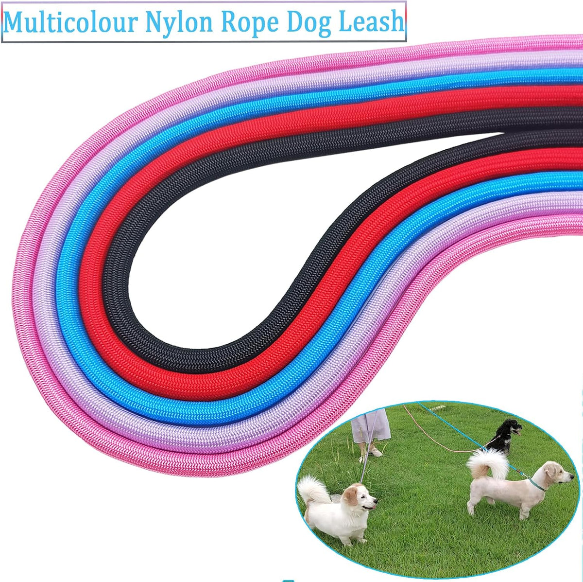 MayPaw Small Rope Dog Leash 6FT 8FT 10FT, 1/4-in Lightweight Pet Leash for Small Dogs/Puppy/Cats, Classic Colors Round D