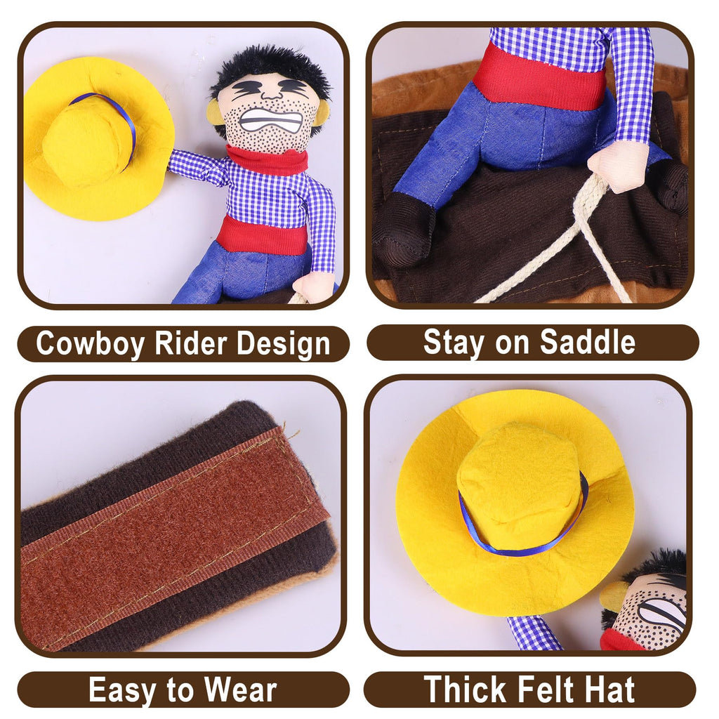 GOYOSWA Dog Cowboy Costume, Dog Halloween Costumes Cowboy Rider Dog Costume Funny Dog Costume for Small Medium Large X-Large Dogs (Medium)