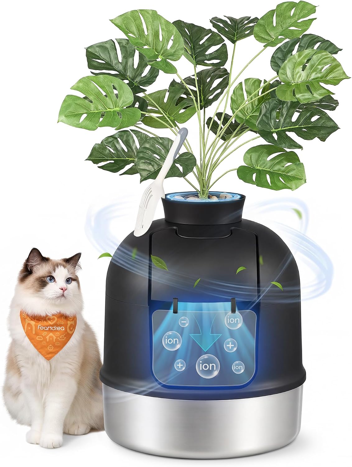 FEANDREA Plant Cat Litter Box Enclosure with Artificial Plant,19.3" L Inch