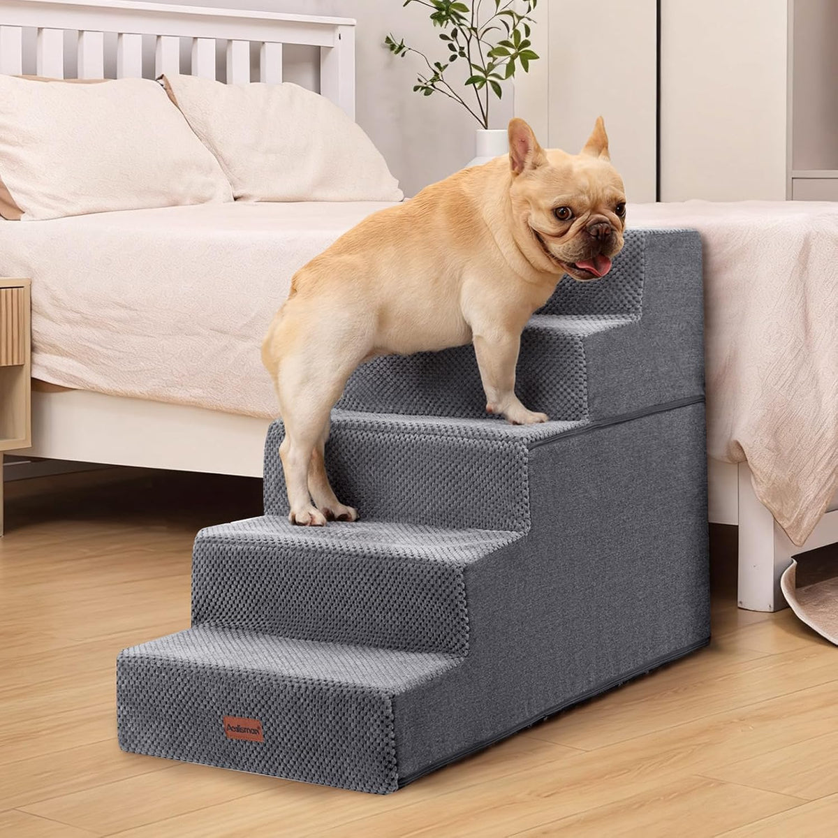 Dog Steps for High Bed, 5-Step Pet Stairs for Small Dogs and Cats