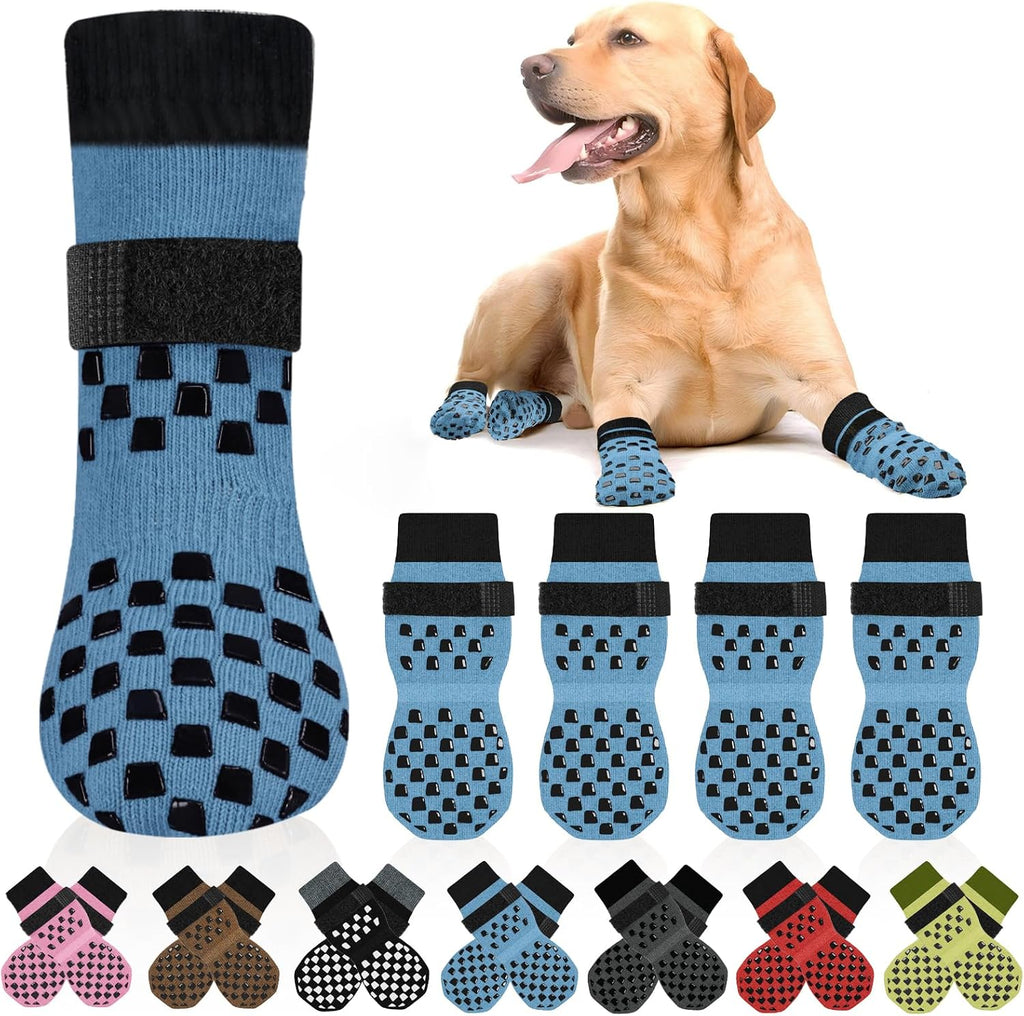 Anti Slip Dog Socks to Prevent Licking Paws, Dog Shoes for Hot/Cold Pavement, Dog Boots on Hardwood Floors, Traction Con