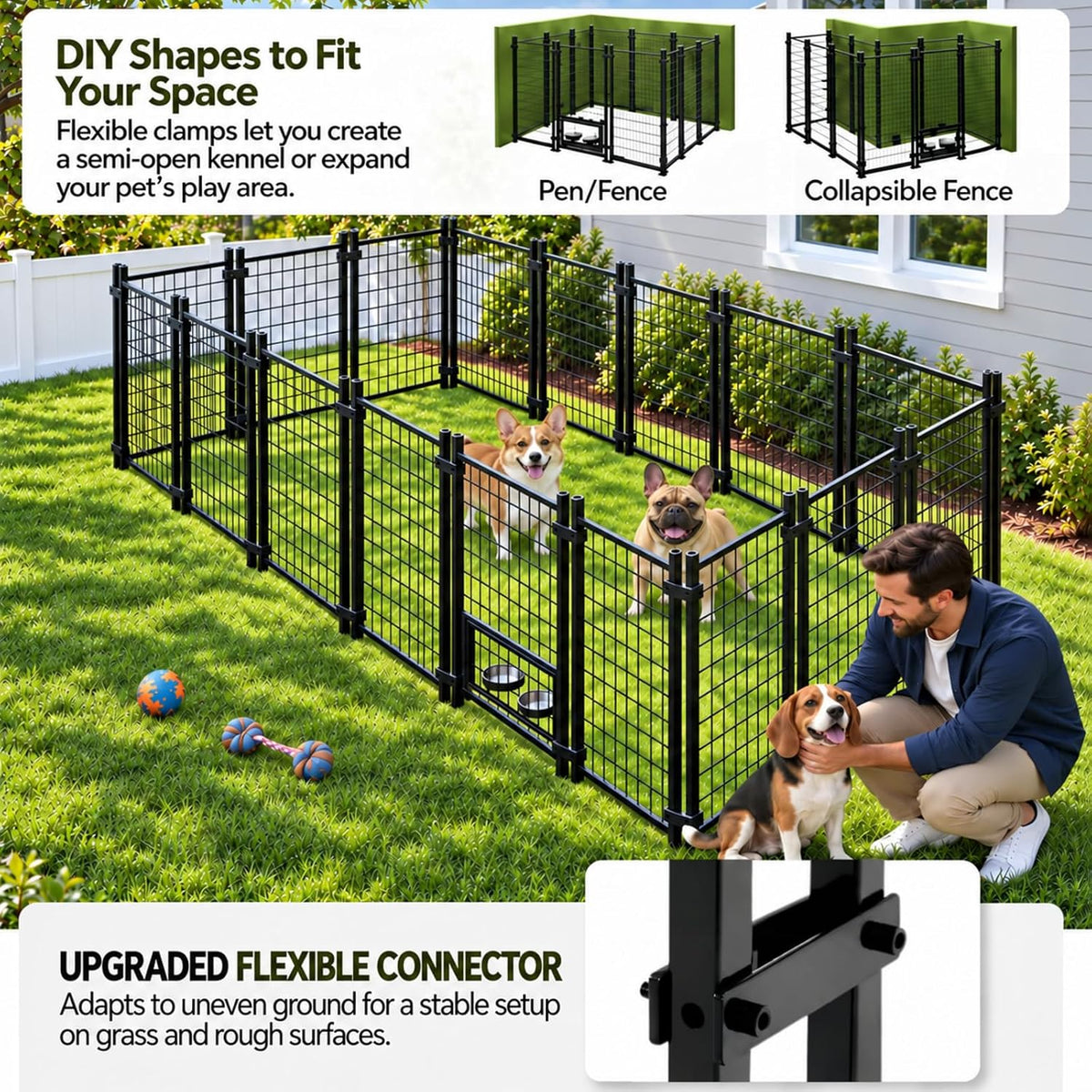 VAGGER 4x4x5 FT Dog Kennel Outdoor with Roof
