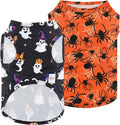 CuteBone Halloween Dog Shirts 2-Pack Soft Pet Clothes Breathable Summer Vest for Small Puppy and Stretchy Cat Apparel