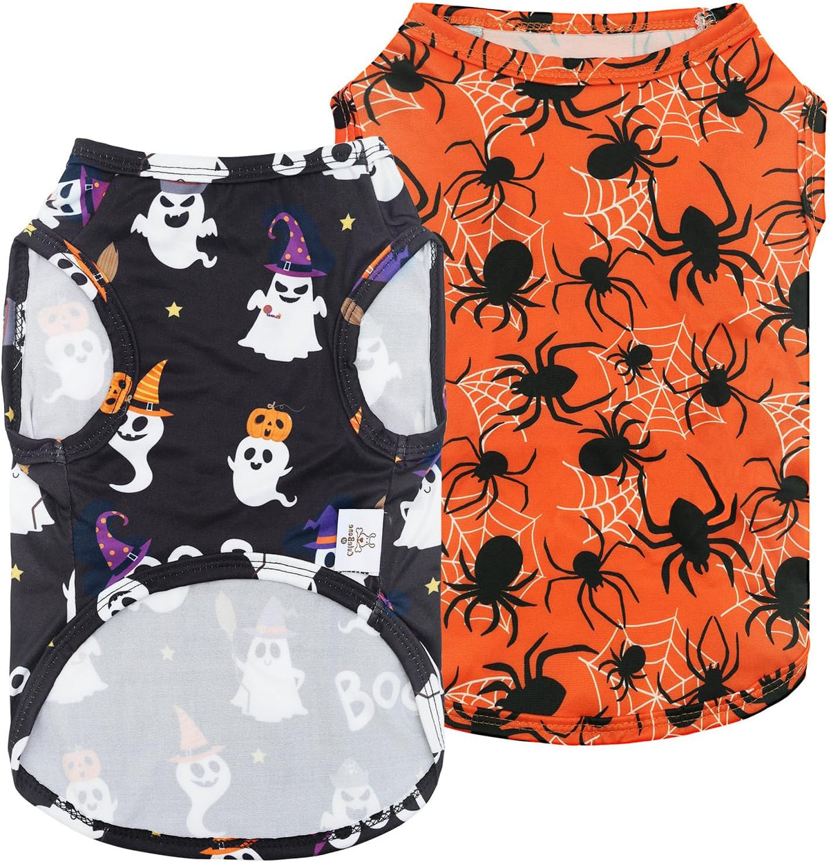 CuteBone Halloween Dog Shirts 2-Pack Soft Pet Clothes Breathable Summer Vest for Small Puppy and Stretchy Cat Apparel