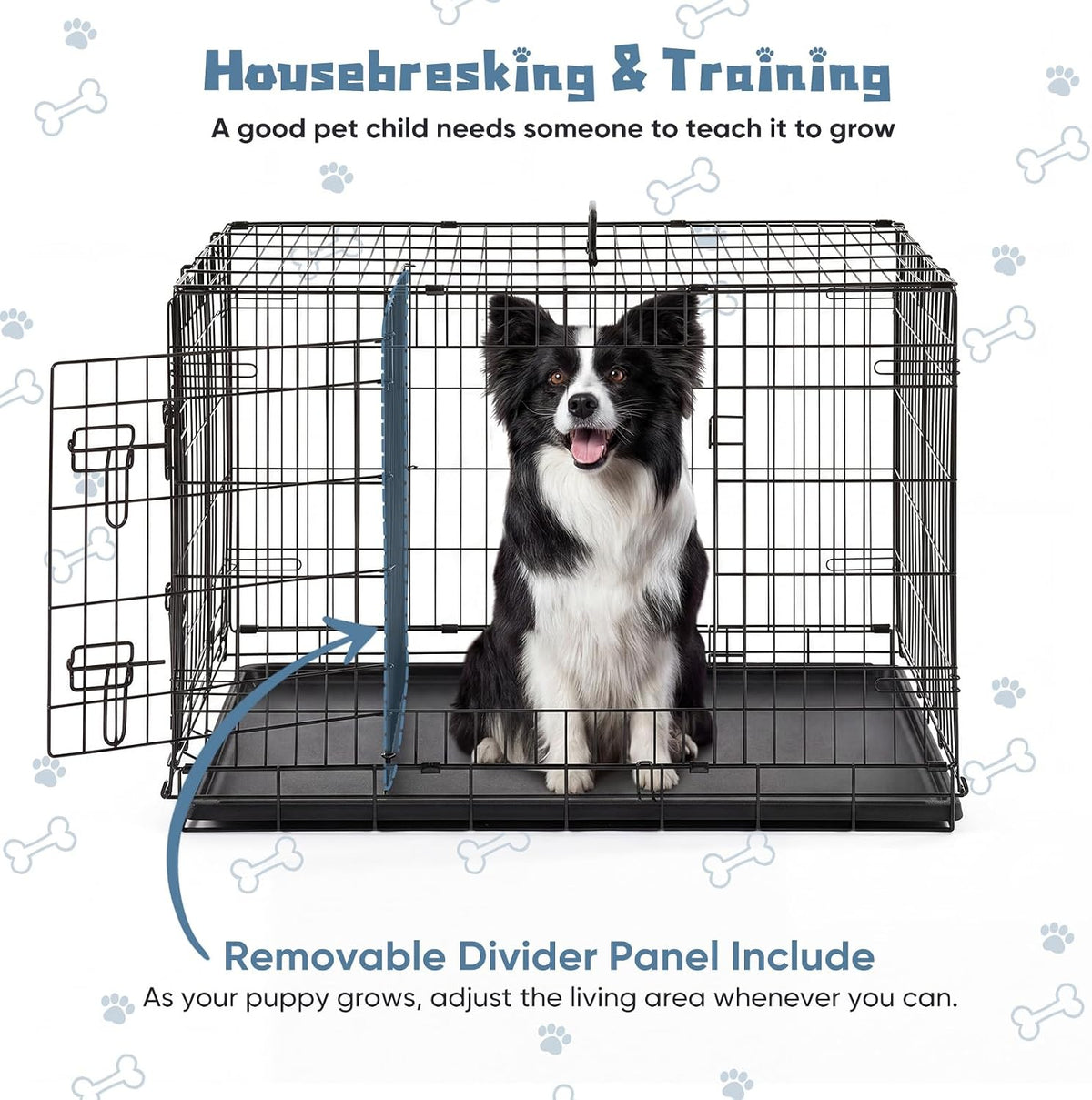 DUMOS 36 Inch Dog Crate, Puppy Small Medium Foldable Dog Cage Pet Kennel