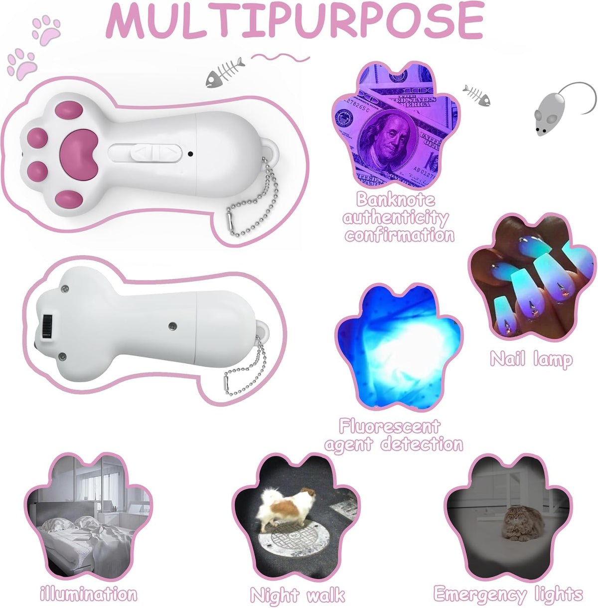 FYNIGO Interactive Cat Toys for Indoor Cats and Dogs,7 in 1 USB Rechargeable Cat Teaser Toy for Chasing and Exercise