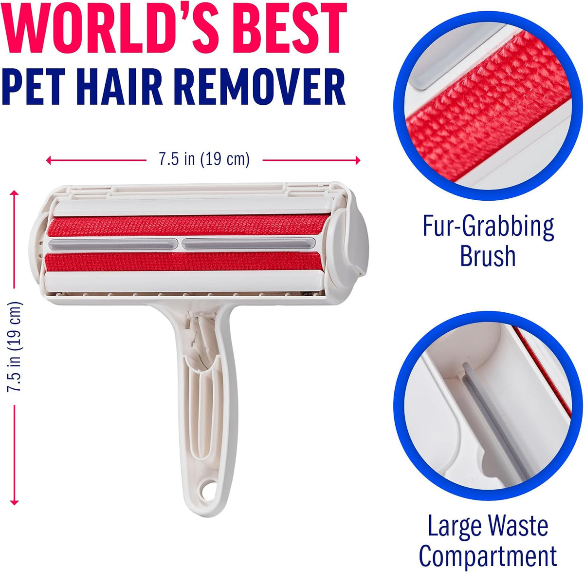 ChomChom Roller Pet Hair Remover – Original Size Reusable Lint Roller for Cat & Dog Hair on Furniture, Couch, Carpet, Ca