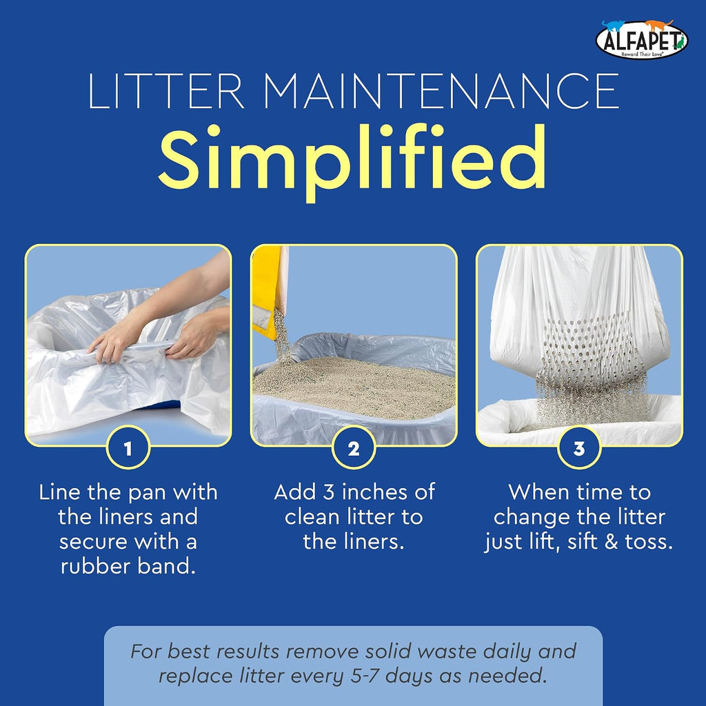 Alfapet Original Sifting Cat Litter Box Liners - Extra Giant 30 Count - Tear-Resistant Cat Litter Bags - Waterproof Kitt