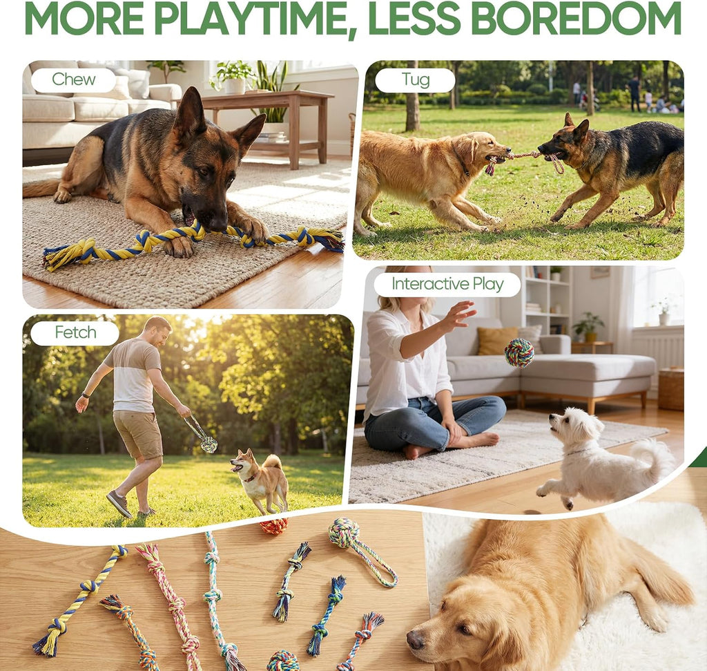 Dog Rope Toys,10 Pack Cotton Chew Tug Toys for Small Medium Dogs