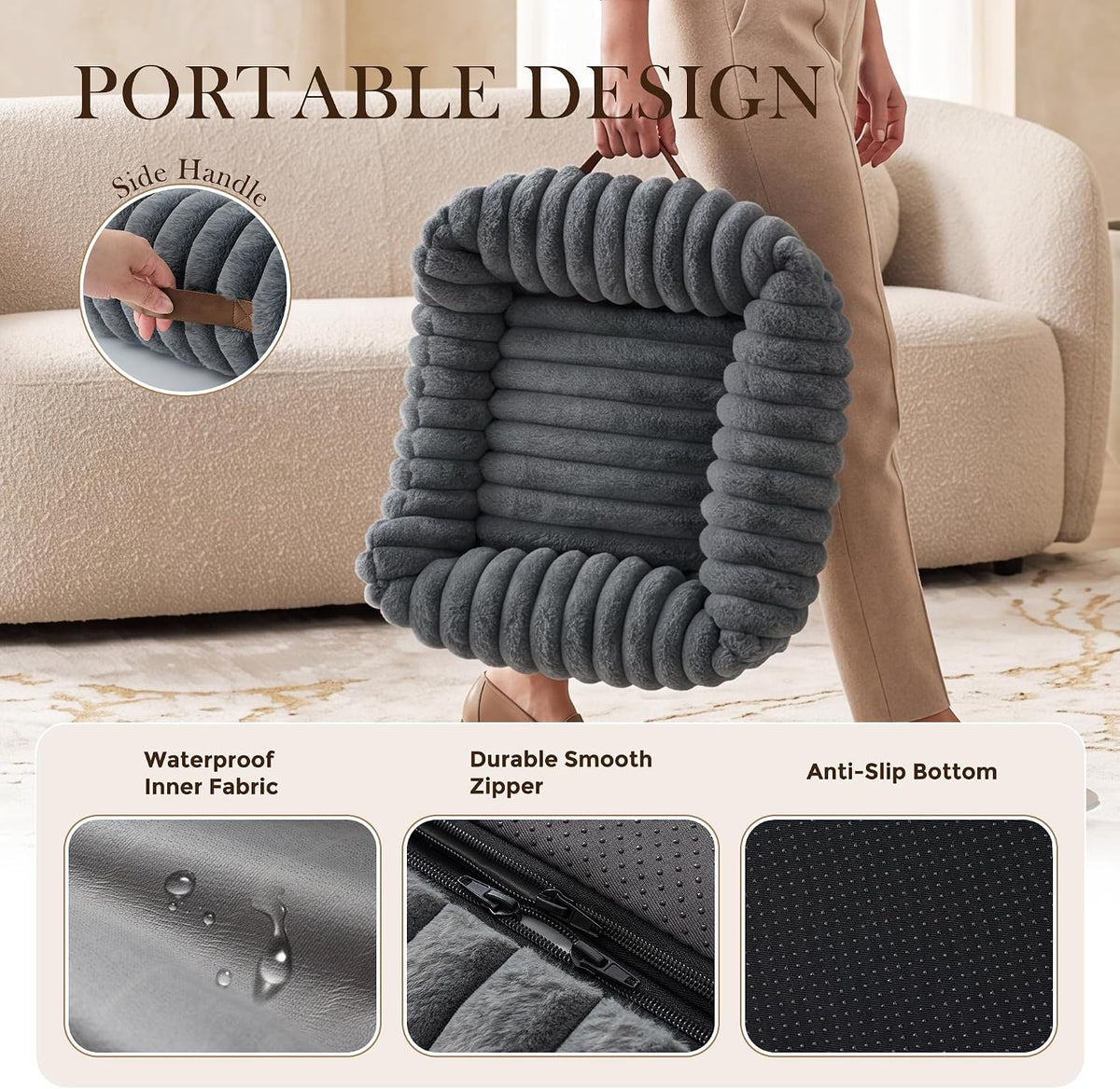 Orthopedic Large Cat Bed with Removable Washable Cover, 25x21''