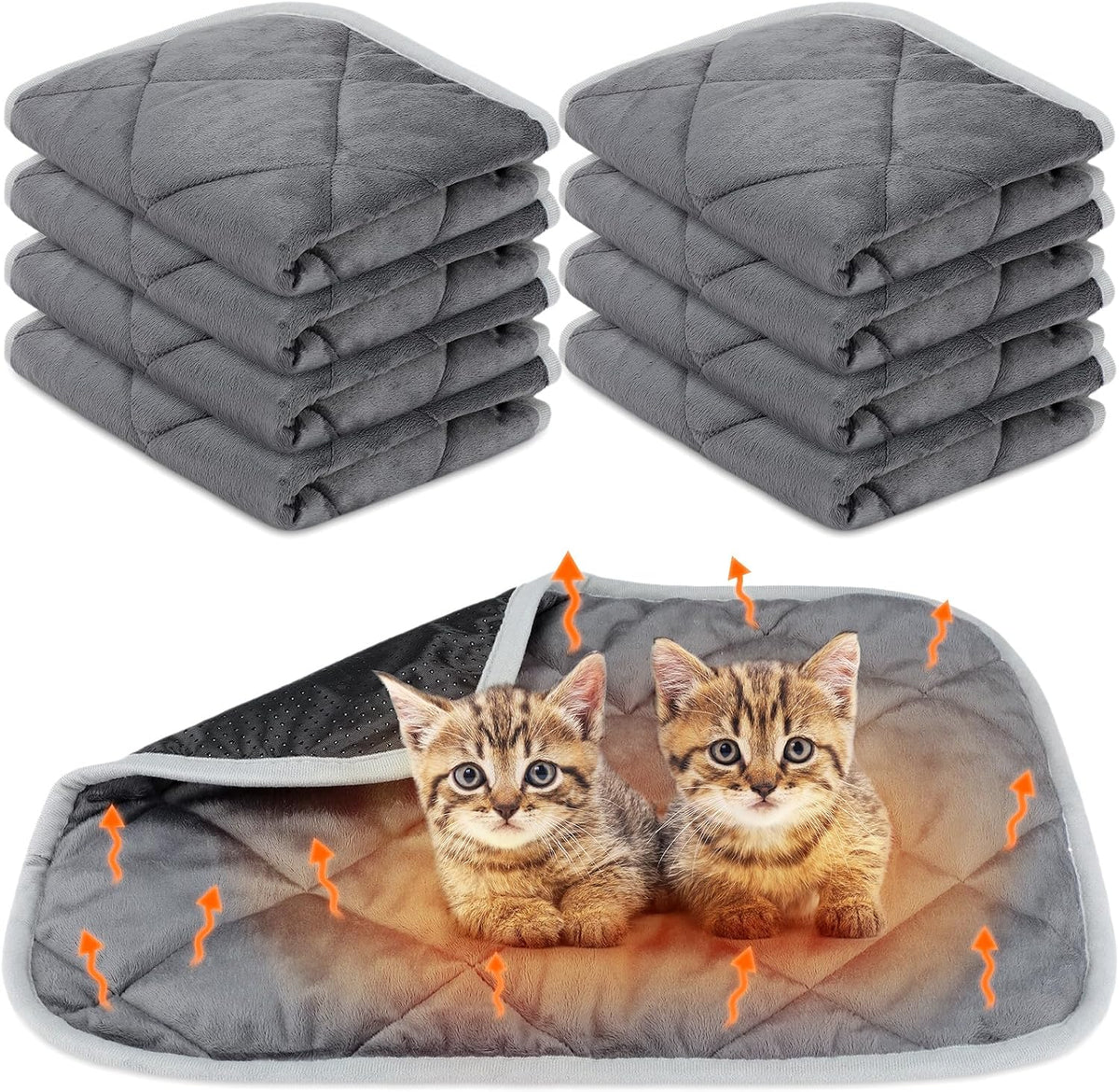 8 Pack Self Heating Cat Mat, Mixing Color, 16 x 20 Inch