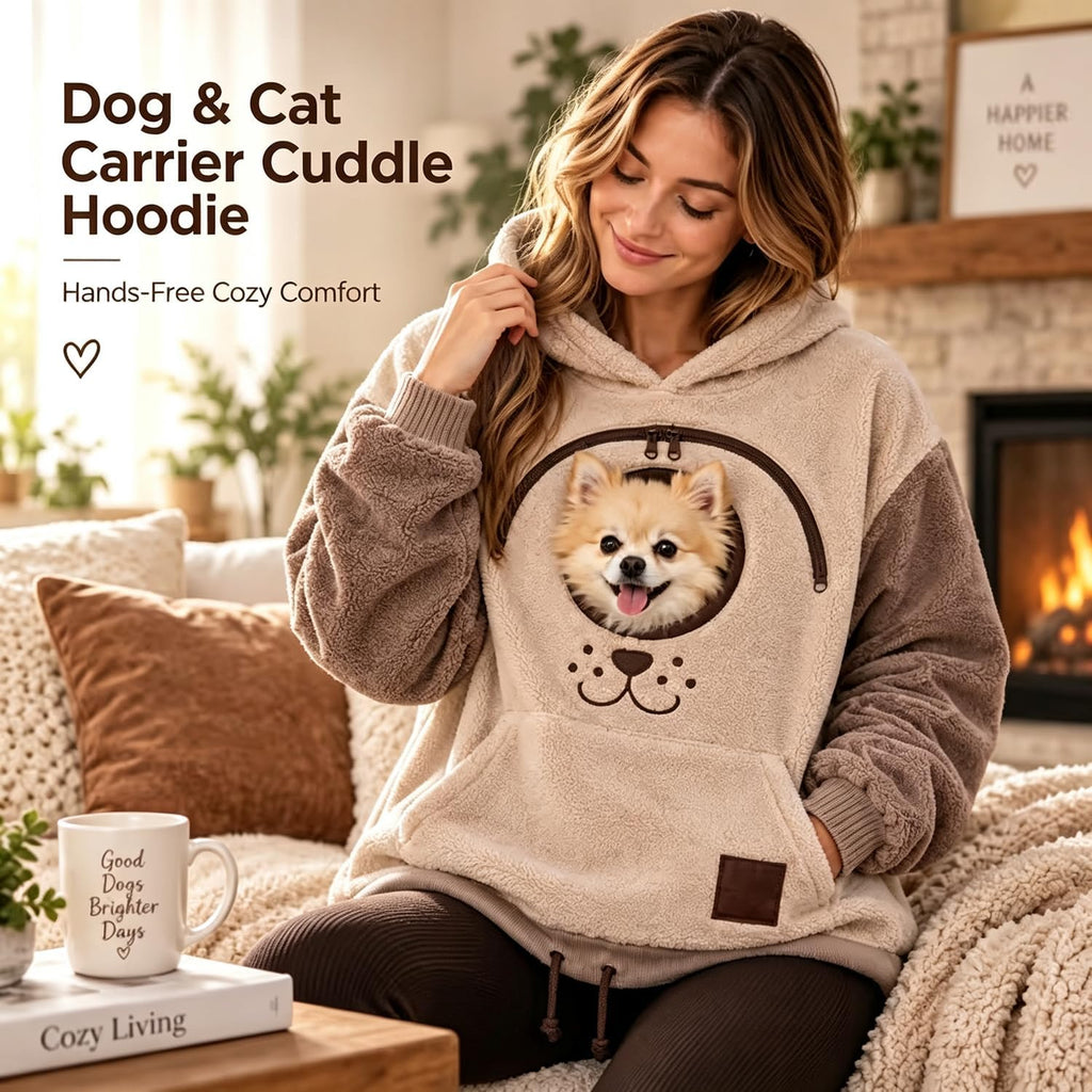 Cozy Pet Carrier Hoodie – Built-In Pouch for Cats & Small Dogs
